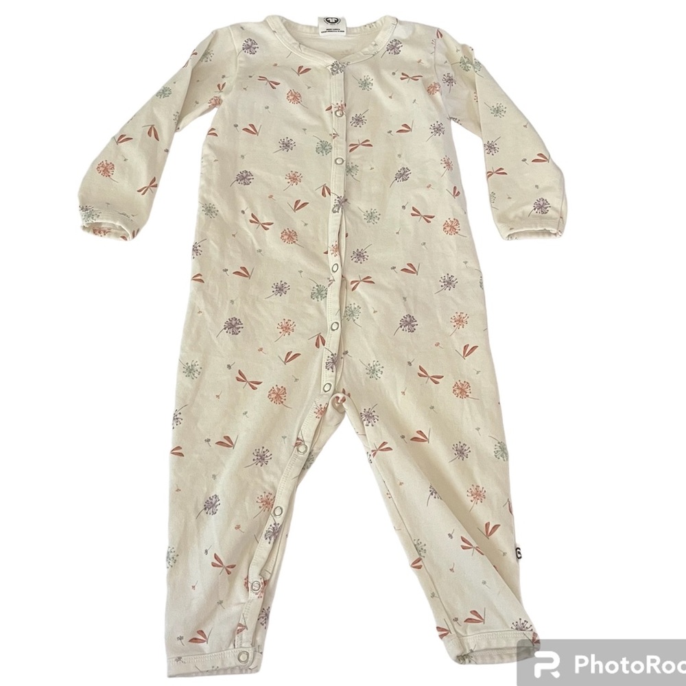 Musli White/Cream Organic Cotton Dragon Flys & Dandelions Sleeper Size 6-9 Month